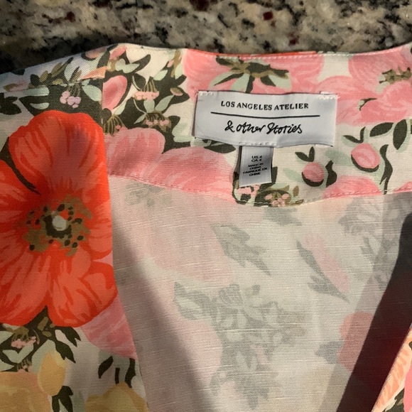 & Other Stories Puff Sleeve Peplum Top S - Picture 4 of 5